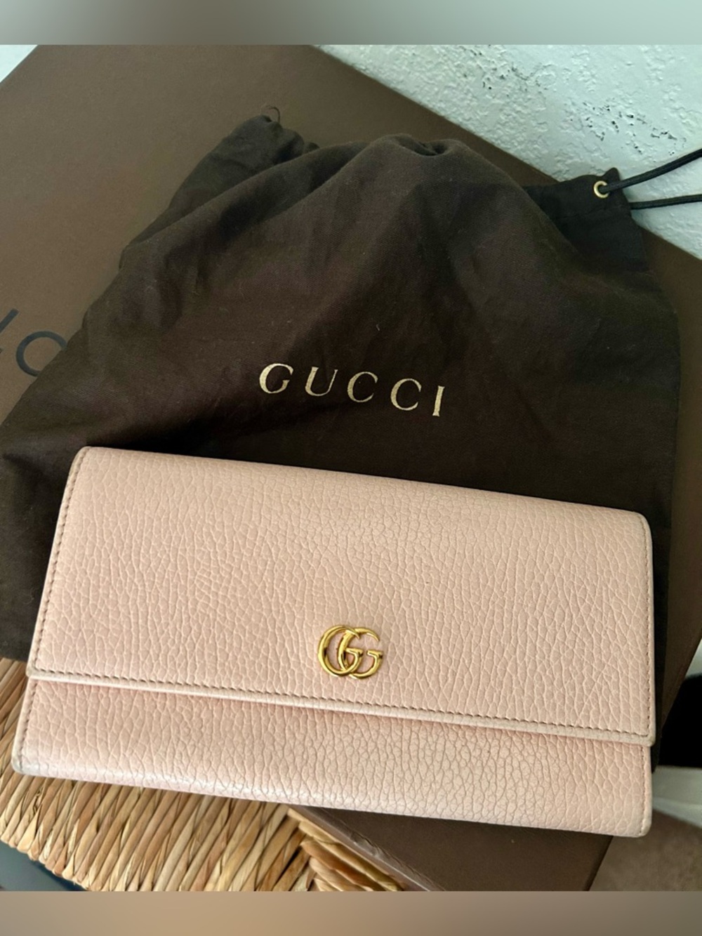 Gucci Blush Pink Pebbled Leather Wallet